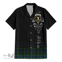 ScotsTee Shop Scottish Stewart Hunting Modern Clan Crest Tartan Alba Gu Brath Celtic Inspired Tartan Short Sleeve Shirt