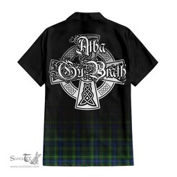 ScotsTee Shop Scottish Stewart Hunting Modern Clan Crest Tartan Alba Gu Brath Celtic Inspired Tartan Short Sleeve Shirt