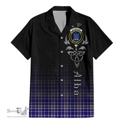 ScotsTee Shop Scottish Ochterlony Clan Crest Tartan Alba Gu Brath Celtic Inspired Tartan Short Sleeve Shirt