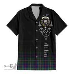ScotsTee Shop Scottish Wood Modern Clan Crest Tartan Alba Gu Brath Celtic Inspired Tartan Short Sleeve Shirt