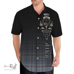 ScotsTee Shop Scottish Tweedie Clan Crest Tartan Alba Gu Brath Celtic Inspired Tartan Short Sleeve Shirt