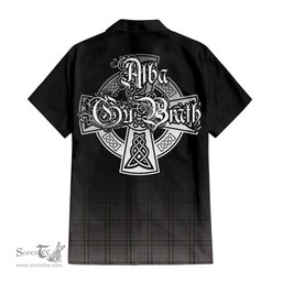 ScotsTee Shop Scottish Stewart Grey Clan Crest Tartan Alba Gu Brath Celtic Inspired Tartan Short Sleeve Shirt