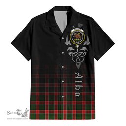 ScotsTee Shop Scottish Pollock Modern Clan Crest Tartan Alba Gu Brath Celtic Inspired Tartan Short Sleeve Shirt