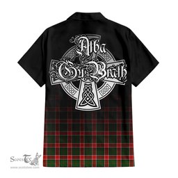 ScotsTee Shop Scottish Pollock Modern Clan Crest Tartan Alba Gu Brath Celtic Inspired Tartan Short Sleeve Shirt