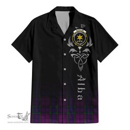 ScotsTee Shop Scottish Wardlaw Clan Crest Tartan Alba Gu Brath Celtic Inspired Tartan Short Sleeve Shirt