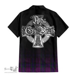 ScotsTee Shop Scottish Wardlaw Clan Crest Tartan Alba Gu Brath Celtic Inspired Tartan Short Sleeve Shirt
