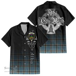 ScotsTee Shop Scottish Thomson Clan Crest Tartan Alba Gu Brath Celtic Inspired Tartan Short Sleeve Shirt