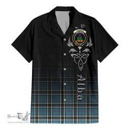 ScotsTee Shop Scottish Thomson Clan Crest Tartan Alba Gu Brath Celtic Inspired Tartan Short Sleeve Shirt