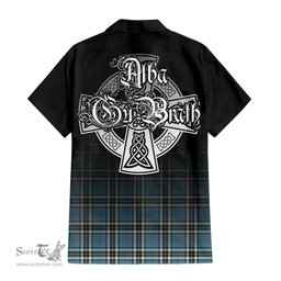 ScotsTee Shop Scottish Thomson Clan Crest Tartan Alba Gu Brath Celtic Inspired Tartan Short Sleeve Shirt