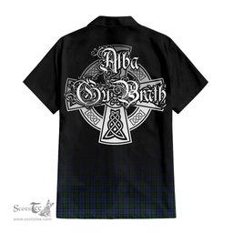 ScotsTee Shop Scottish Sutherland Clan Crest Tartan Alba Gu Brath Celtic Inspired Tartan Short Sleeve Shirt