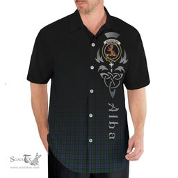 ScotsTee Shop Scottish Sutherland Clan Crest Tartan Alba Gu Brath Celtic Inspired Tartan Short Sleeve Shirt