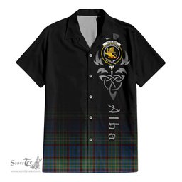 ScotsTee Shop Scottish Nicolson Hunting Ancient Clan Crest Tartan Alba Gu Brath Celtic Inspired Tartan Short Sleeve Shirt