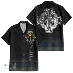 ScotsTee Shop Scottish Nicolson Hunting Ancient Clan Crest Tartan Alba Gu Brath Celtic Inspired Tartan Short Sleeve Shirt