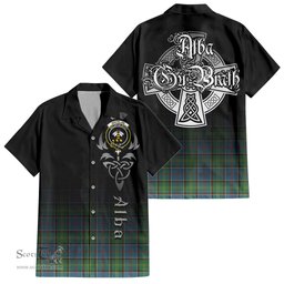 ScotsTee Shop Scottish Whitelaw Clan Crest Tartan Alba Gu Brath Celtic Inspired Tartan Short Sleeve Shirt