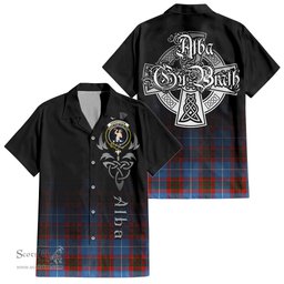 ScotsTee Shop Scottish Pennycook Clan Crest Tartan Alba Gu Brath Celtic Inspired Tartan Short Sleeve Shirt