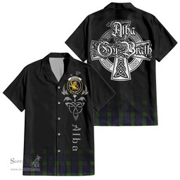 ScotsTee Shop Scottish Nicolson Green Hunting Clan Crest Tartan Alba Gu Brath Celtic Inspired Tartan Short Sleeve Shirt