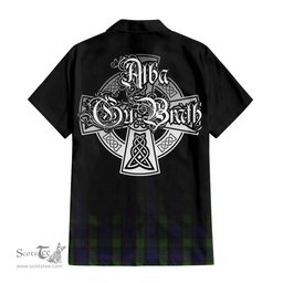 ScotsTee Shop Scottish Nicolson Green Hunting Clan Crest Tartan Alba Gu Brath Celtic Inspired Tartan Short Sleeve Shirt