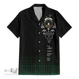 ScotsTee Shop Scottish Ross Hunting Modern Clan Crest Tartan Alba Gu Brath Celtic Inspired Tartan Short Sleeve Shirt