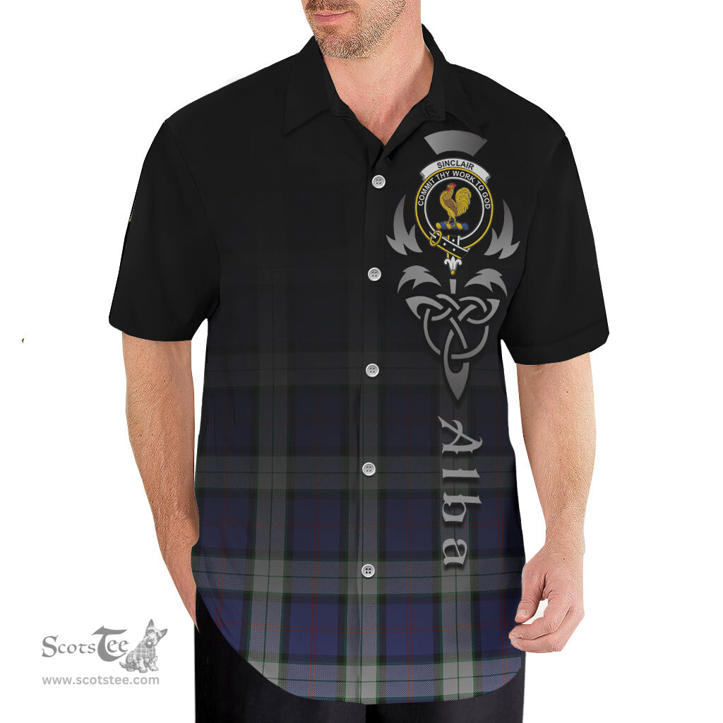 ScotsTee Shop Scottish Sinclair Dress Clan Crest Tartan Alba Gu Brath Celtic Inspired Tartan Short Sleeve Shirt