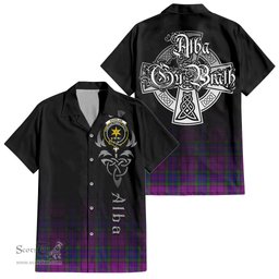 ScotsTee Shop Scottish Wardlaw Modern Clan Crest Tartan Alba Gu Brath Celtic Inspired Tartan Short Sleeve Shirt