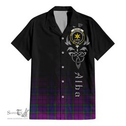 ScotsTee Shop Scottish Wardlaw Modern Clan Crest Tartan Alba Gu Brath Celtic Inspired Tartan Short Sleeve Shirt