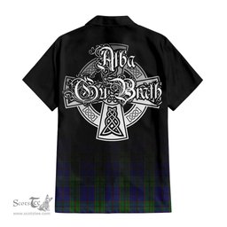ScotsTee Shop Scottish Strachan Clan Crest Tartan Alba Gu Brath Celtic Inspired Tartan Short Sleeve Shirt