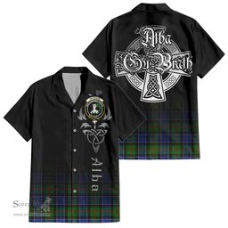 ScotsTee Shop Scottish Paterson Clan Crest Tartan Alba Gu Brath Celtic Inspired Tartan Short Sleeve Shirt