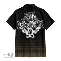 ScotsTee Shop Scottish Stewart Hunting Weathered Clan Crest Tartan Alba Gu Brath Celtic Inspired Tartan Short Sleeve Shirt