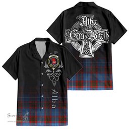 ScotsTee Shop Scottish Pentland Clan Crest Tartan Alba Gu Brath Celtic Inspired Tartan Short Sleeve Shirt