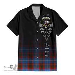 ScotsTee Shop Scottish Trotter Clan Crest Tartan Alba Gu Brath Celtic Inspired Tartan Short Sleeve Shirt