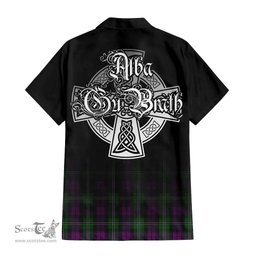 ScotsTee Shop Scottish Wilson Clan Crest Tartan Alba Gu Brath Celtic Inspired Tartan Short Sleeve Shirt