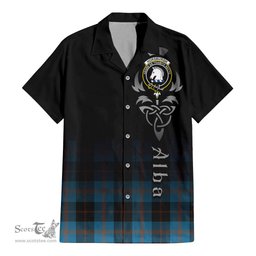 ScotsTee Shop Scottish Horsburgh Clan Crest Tartan Alba Gu Brath Celtic Inspired Tartan Short Sleeve Shirt