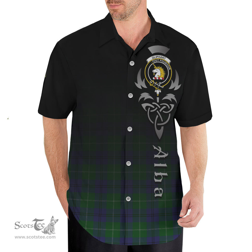 ScotsTee Shop Scottish Oliphant Clan Crest Tartan Alba Gu Brath Celtic Inspired Tartan Short Sleeve Shirt