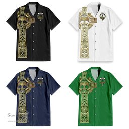 ScotsTee Shop Scottish Thomson Clan Crest Tartan Golden Celtic Tree Of Life Short Sleeve Shirt