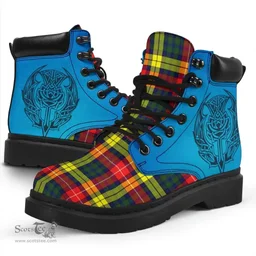 ScotsTee Shop Scottish Buchanan Modern Clan Tartan Celtic Thistle All Season Boots