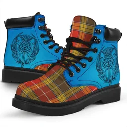 ScotsTee Shop Scottish Buchanan Old Set Weathered Clan Tartan Celtic Thistle All Season Boots