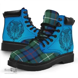 ScotsTee Shop Scottish Davidson Of Tulloch  Clan Tartan Celtic Thistle All Season Boots