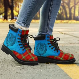 ScotsTee Shop Scottish Morrison Red Modern Clan Tartan Celtic Thistle All Season Boots
