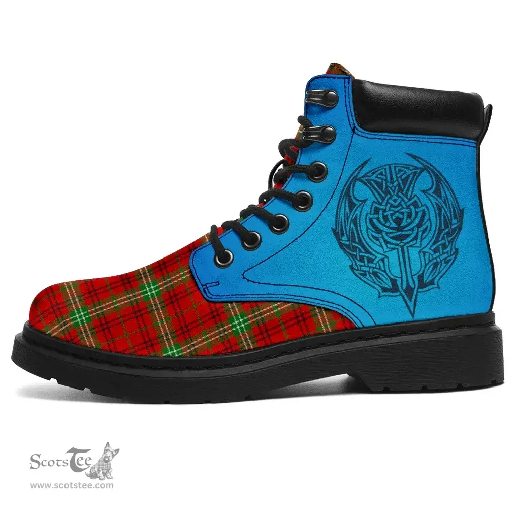 ScotsTee Shop Scottish Morrison Red Modern Clan Tartan Celtic Thistle All Season Boots