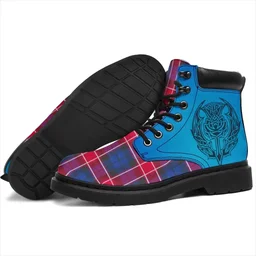 ScotsTee Shop Scottish Graham Of Menteith Red Clan Tartan Celtic Thistle All Season Boots