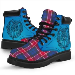 ScotsTee Shop Scottish Graham Of Menteith Red Clan Tartan Celtic Thistle All Season Boots