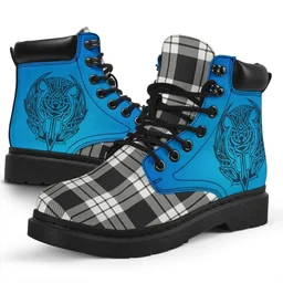 ScotsTee Shop Scottish Macfarlane Black & White Ancient Clan Tartan Celtic Thistle All Season Boots