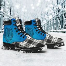 ScotsTee Shop Scottish Macfarlane Black & White Ancient Clan Tartan Celtic Thistle All Season Boots