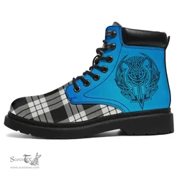 ScotsTee Shop Scottish Macfarlane Black & White Ancient Clan Tartan Celtic Thistle All Season Boots