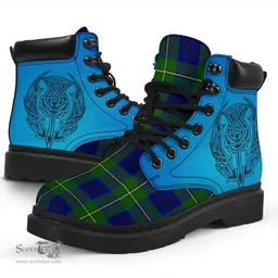ScotsTee Shop Scottish Johnston Modern Clan Tartan Celtic Thistle All Season Boots