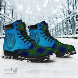 ScotsTee Shop Scottish Johnston Modern Clan Tartan Celtic Thistle All Season Boots