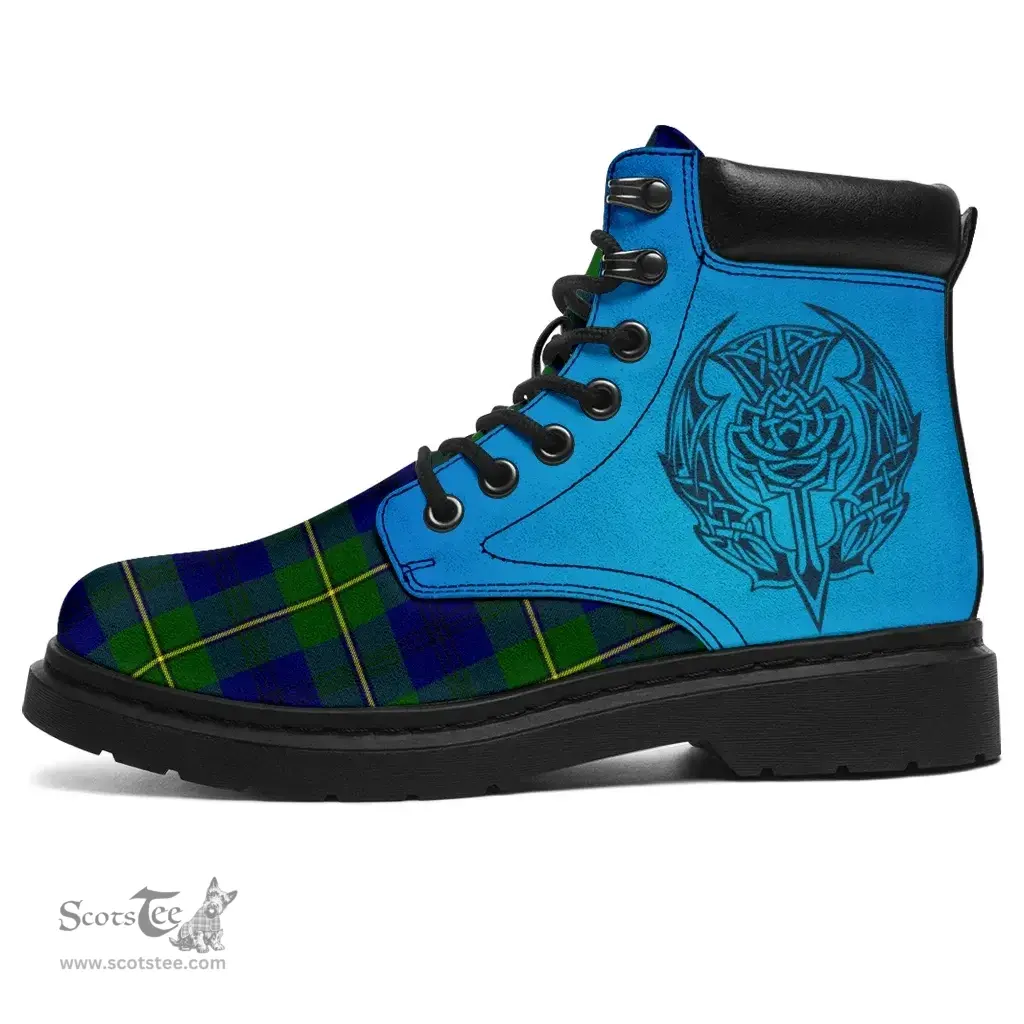 ScotsTee Shop Scottish Johnston Modern Clan Tartan Celtic Thistle All Season Boots