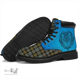 ScotsTee Shop Scottish Farquharson Weathered Clan Tartan Celtic Thistle All Season Boots