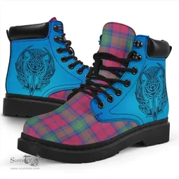 ScotsTee Shop Scottish Lindsay Ancient Clan Tartan Celtic Thistle All Season Boots