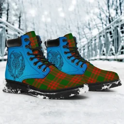 ScotsTee Shop Scottish Menzies Green Modern Clan Tartan Celtic Thistle All Season Boots